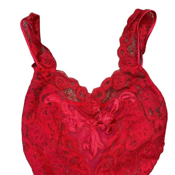 Vintage Victoria's Secret Gold Tag Red Lace Thong Back Teddy Size P - Picture 2 of 7